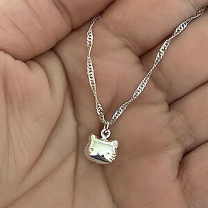 Hello Kitty Sterling Silver Pendant Handmade Necklace